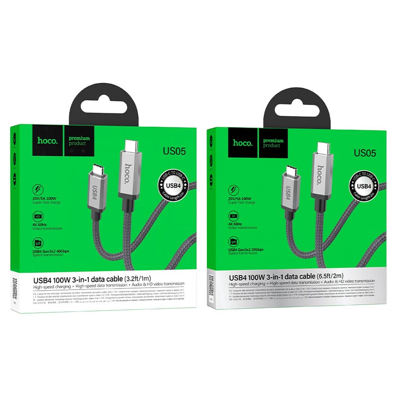 Câble Type-C vers Type-C « US05 » USB4 100 W